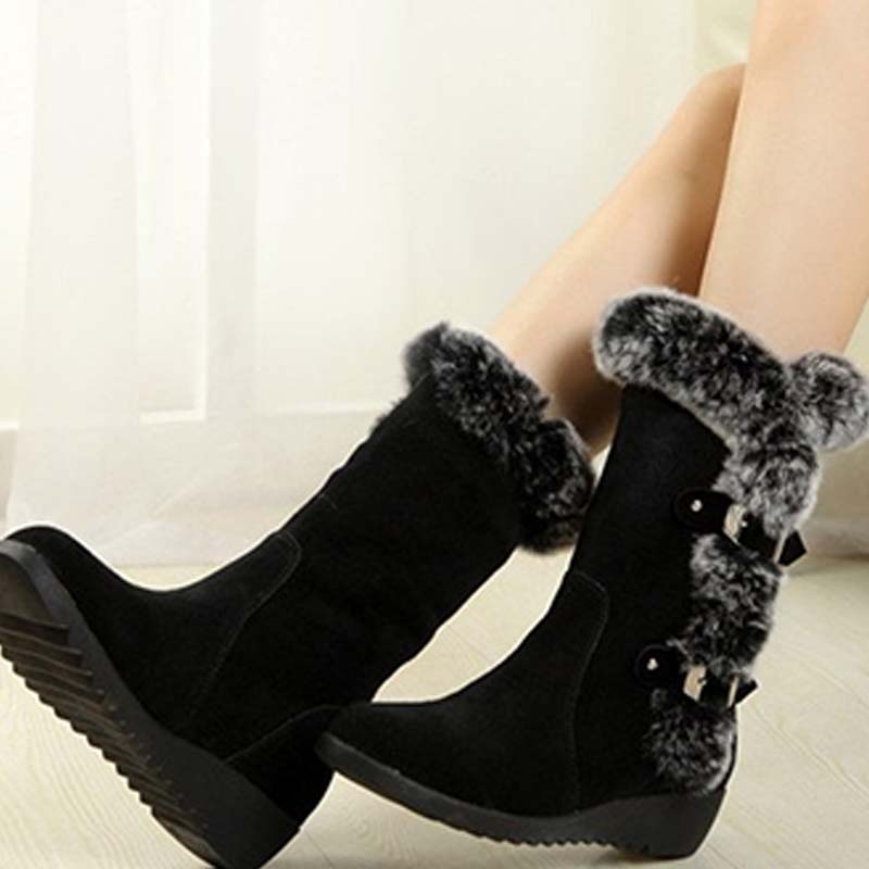 Women's Mid-Calf Snow Boots with Plush Trim