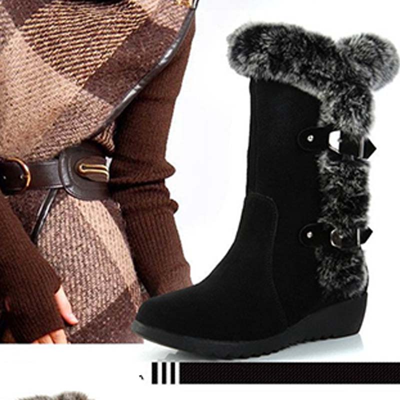 Women's Mid-Calf Snow Boots with Plush Trim