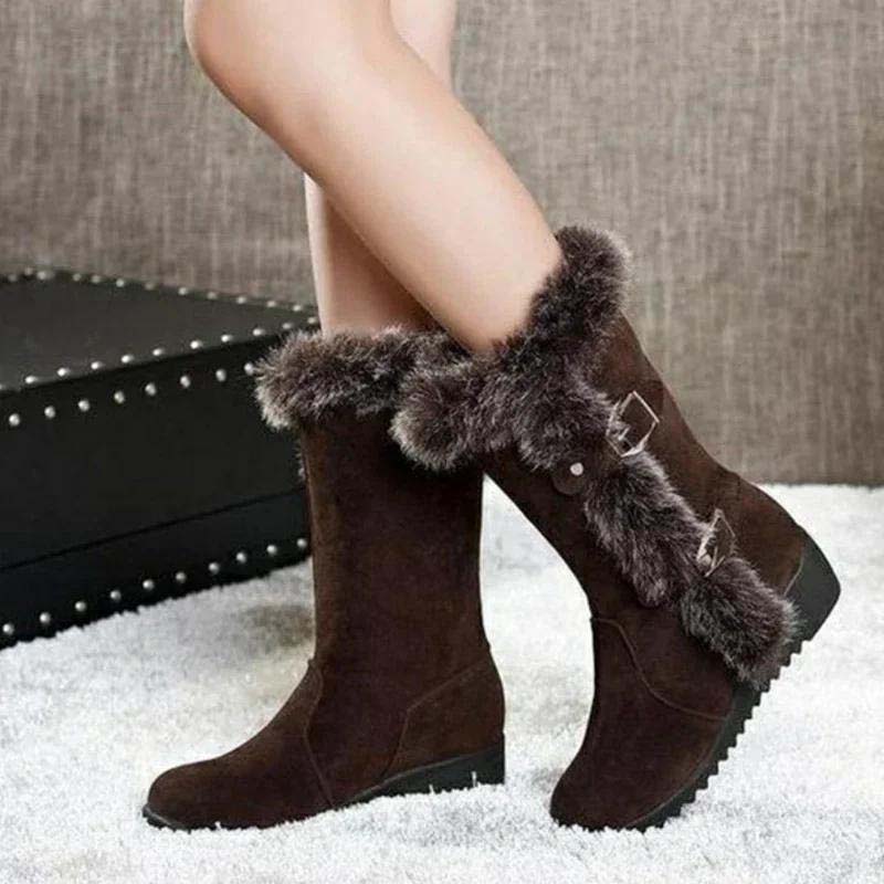 Women's Mid-Calf Snow Boots with Plush Trim