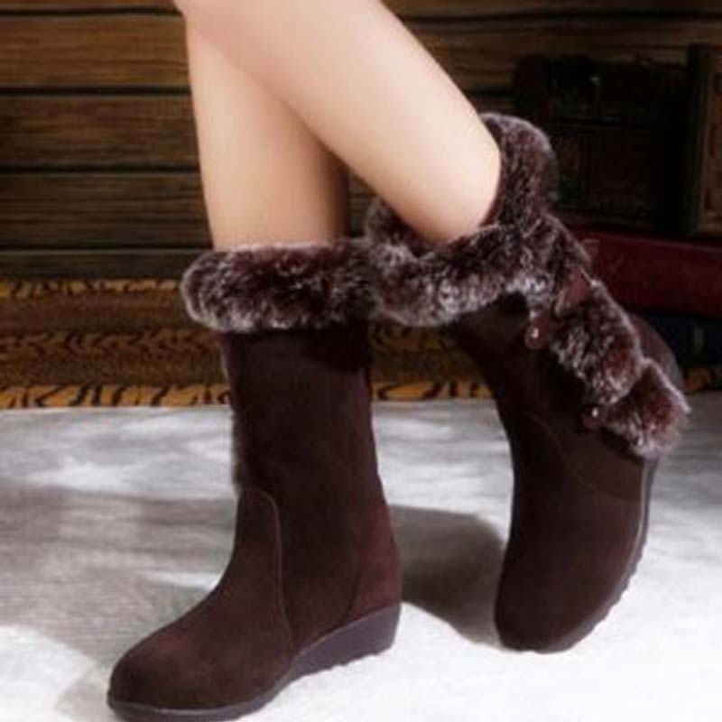 Women's Mid-Calf Snow Boots with Plush Trim