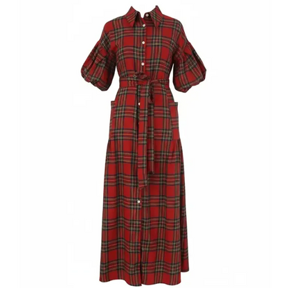 🎄Christmas Special Promotion🎅Women's Casual Plaid Maxi Shirt Dress👗