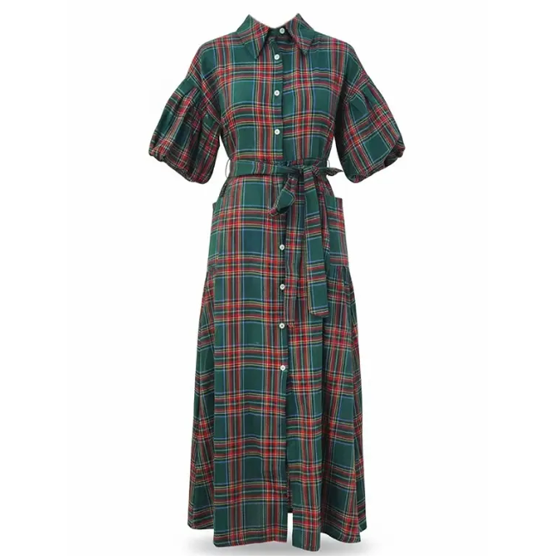 🎄Christmas Special Promotion🎅Women's Casual Plaid Maxi Shirt Dress👗