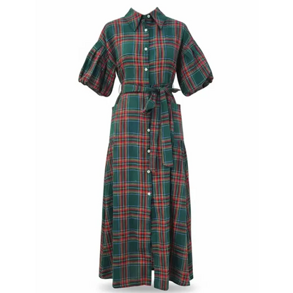 🎄Christmas Special Promotion🎅Women's Casual Plaid Maxi Shirt Dress👗