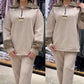 Women's Fashion Leopard Print Half-Zip Tracksuit 