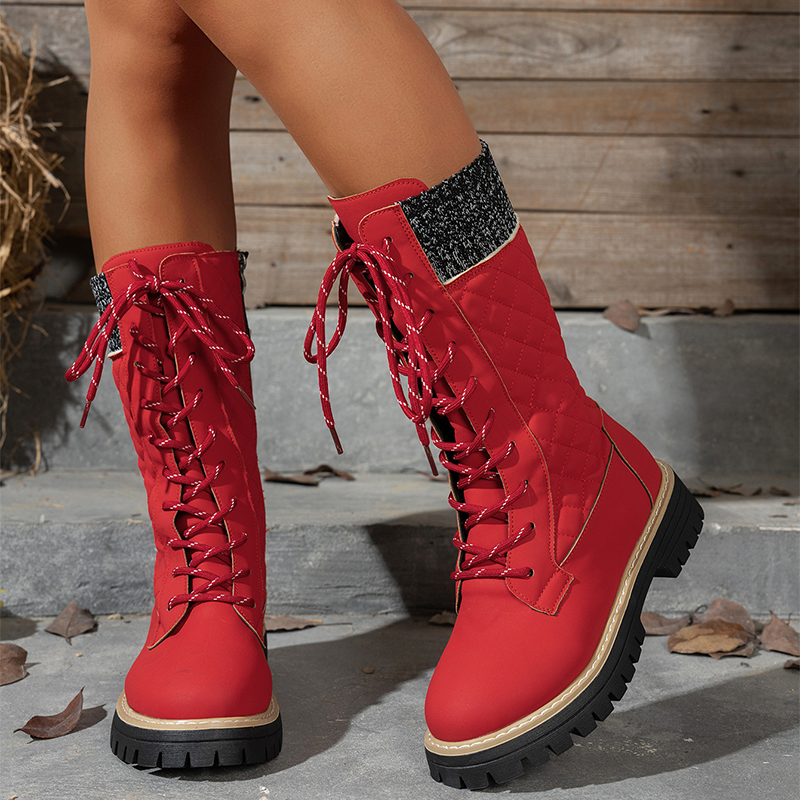 Women's Quilted Mid-Calf Winter Boots with Side Zipper