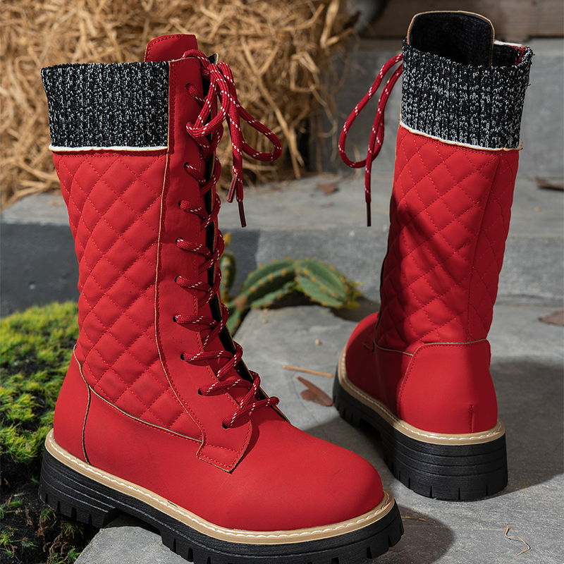 Women's Quilted Mid-Calf Winter Boots with Side Zipper