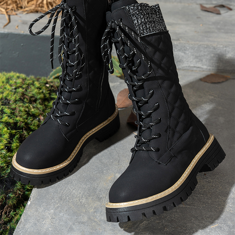Women's Quilted Mid-Calf Winter Boots with Side Zipper