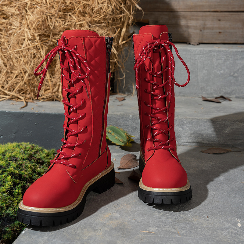 Women's Quilted Mid-Calf Winter Boots with Side Zipper