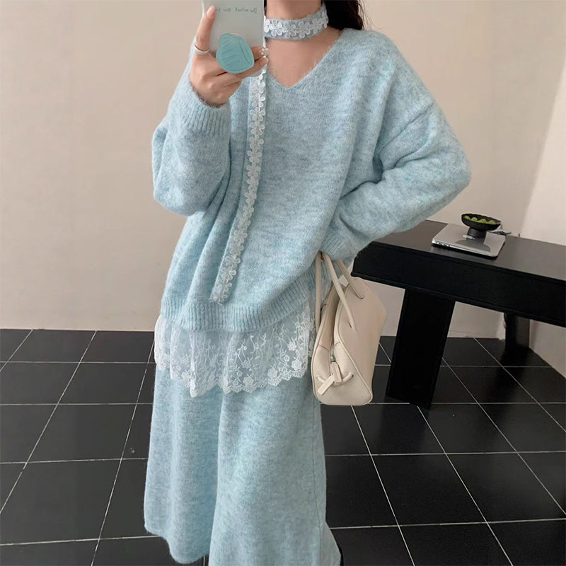 Women's Knit Sweater & Skirt 2-Piece Set