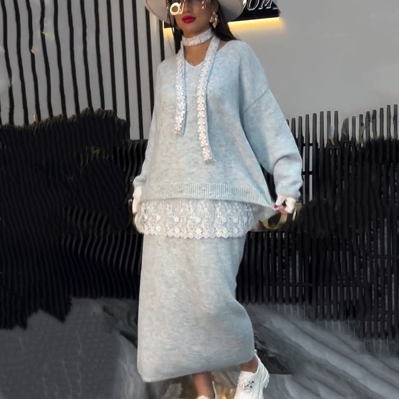 Women's Knit Sweater & Skirt 2-Piece Set