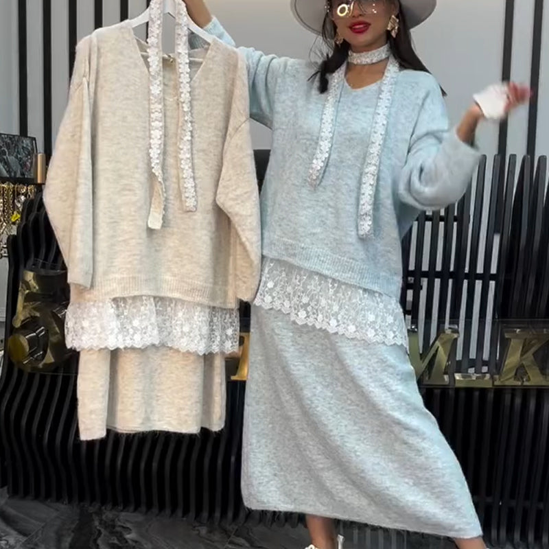 Women's Knit Sweater & Skirt 2-Piece Set