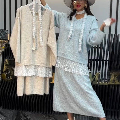 Women's Knit Sweater & Skirt 2-Piece Set