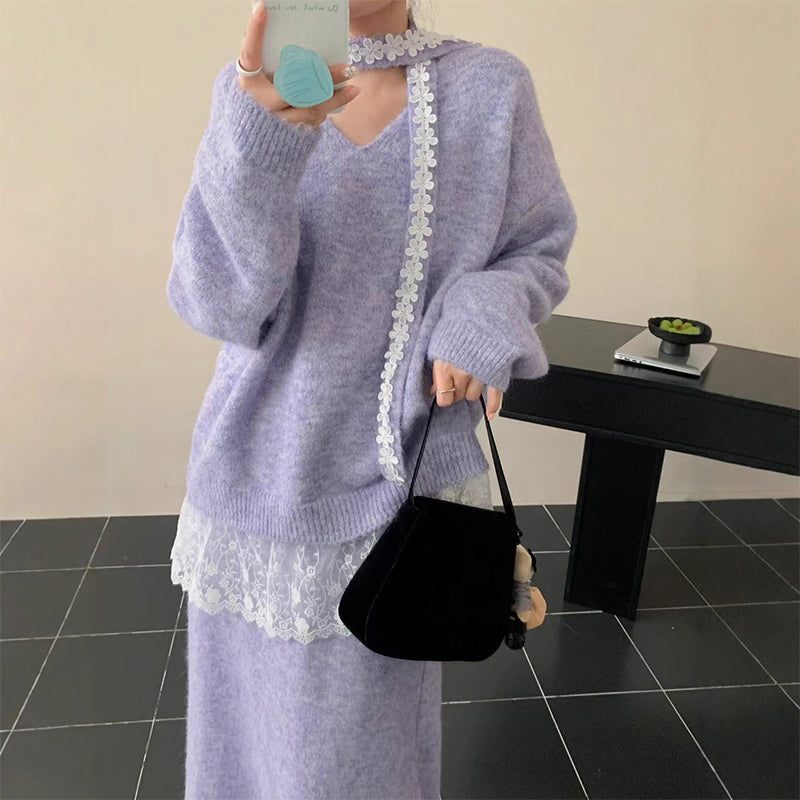 Women's Knit Sweater & Skirt 2-Piece Set