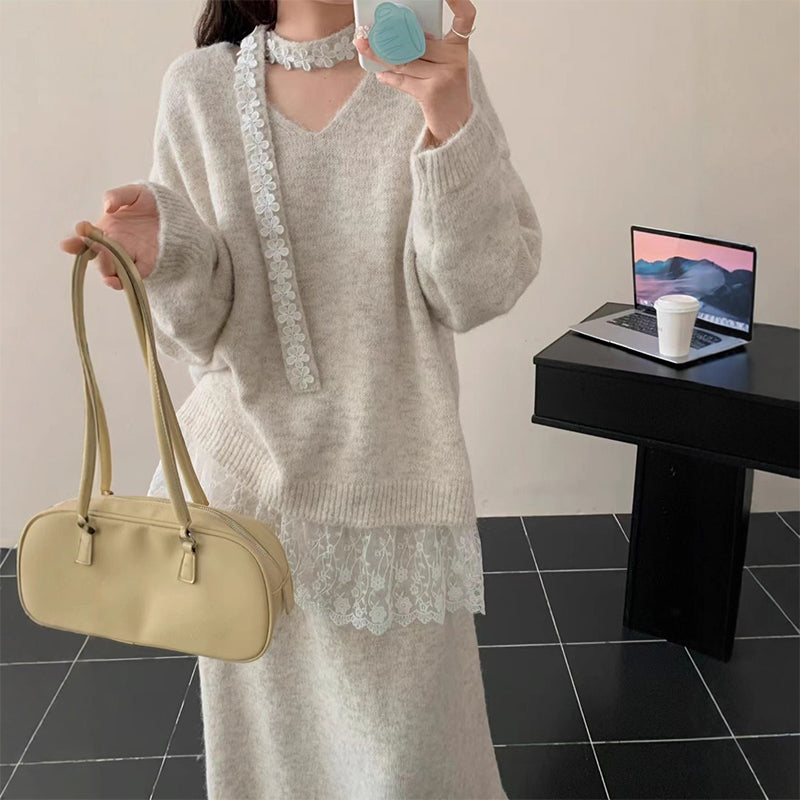 Women's Knit Sweater & Skirt 2-Piece Set