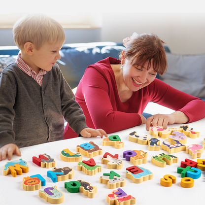 🎁Best Gift -49%OFF🎨26-Piece Wooden Letter & Animal Matching Toy