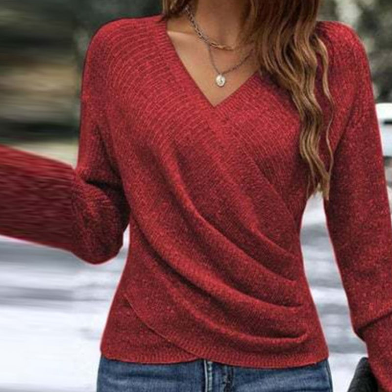 🔥Hot Sale 50% OFF!!⚡Women's Elegant Casual V-Neck Knit Top