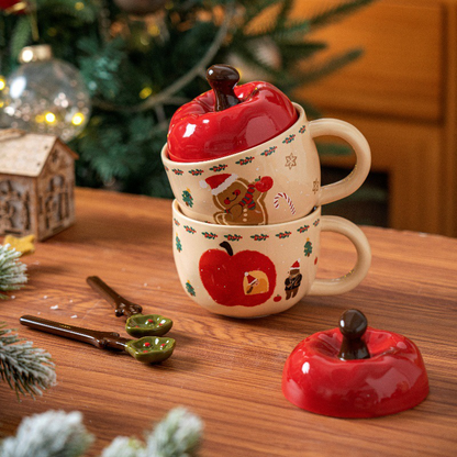 🎁The best Christmas gift ✨ Cute Apple-Shaped Ceramic Mug Set