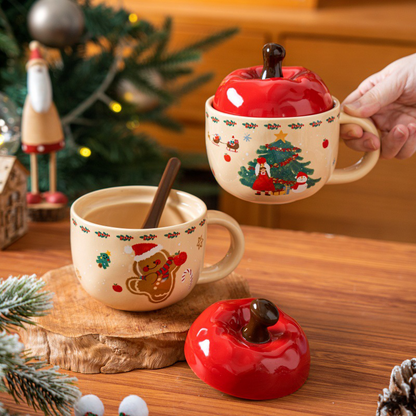 🎁The best Christmas gift ✨ Cute Apple-Shaped Ceramic Mug Set
