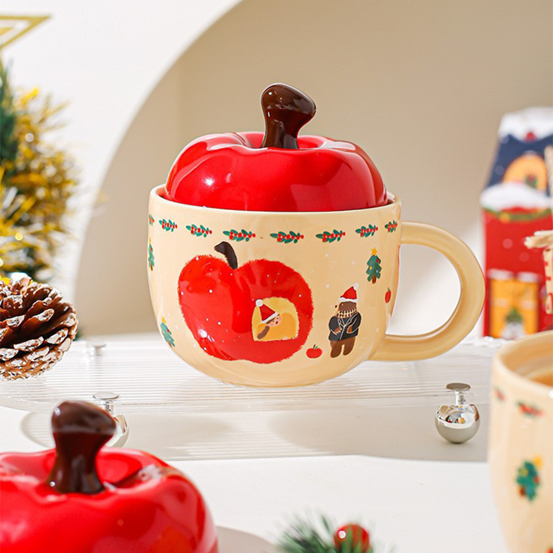 🎁The best Christmas gift ✨ Cute Apple-Shaped Ceramic Mug Set
