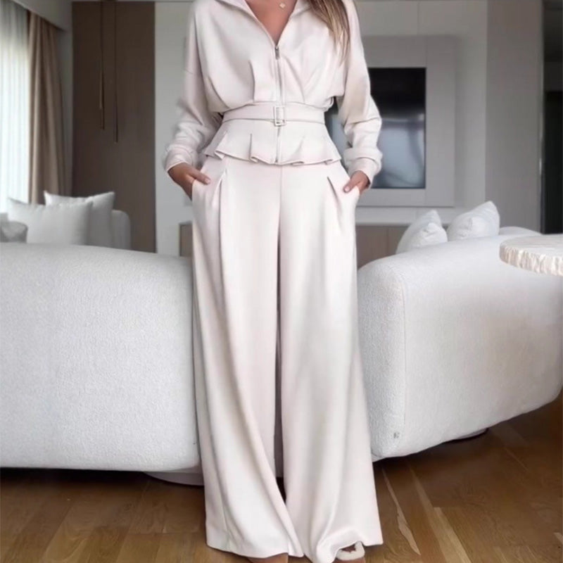 Elegant High-Waist Zip-Up Outfit