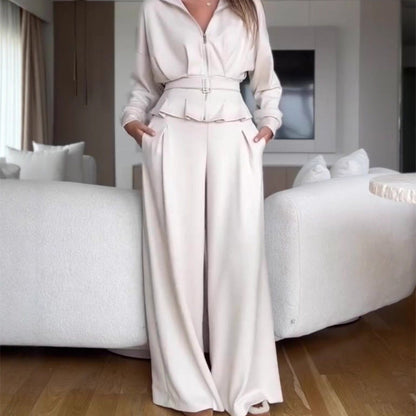 Elegant High-Waist Zip-Up Outfit