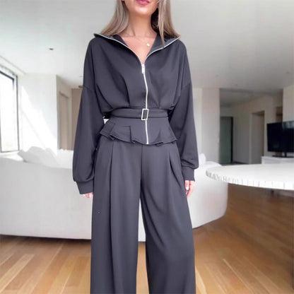 Elegant High-Waist Zip-Up Outfit