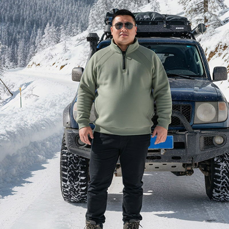 Men's Plus-Size Quarter-Zip Pullover Sweatshirt