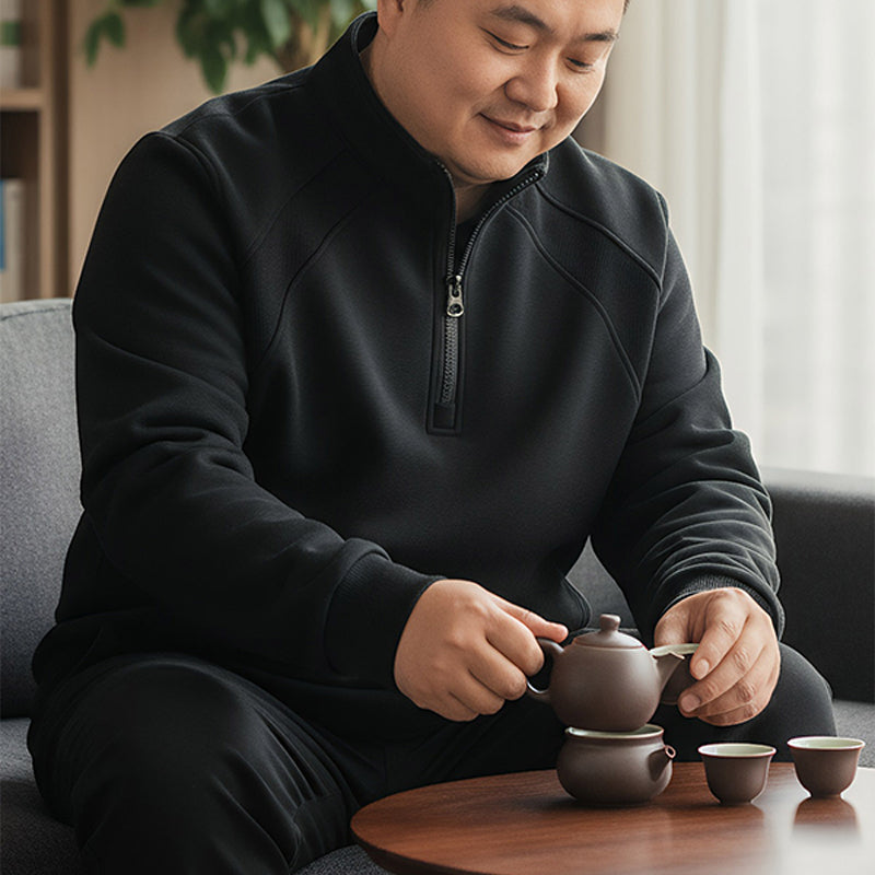 Men's Plus-Size Quarter-Zip Pullover Sweatshirt