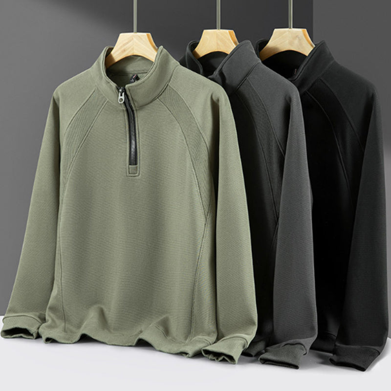 Men's Plus-Size Quarter-Zip Pullover Sweatshirt