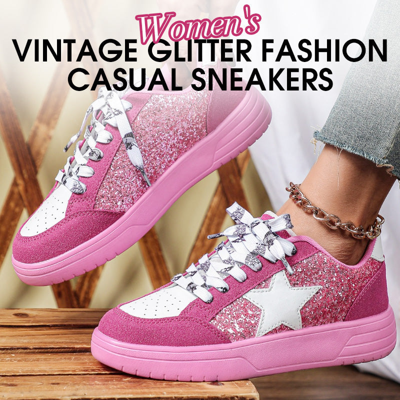 Women's Vintage Glitter Fashion Casual Sneakers
