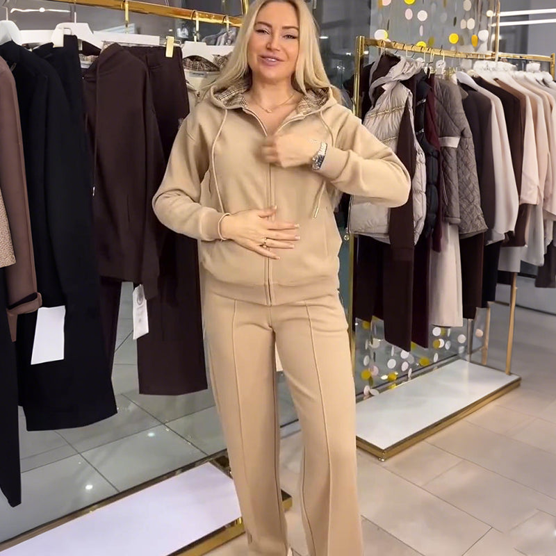 Women's Fashion Bear Print Hoodie Set