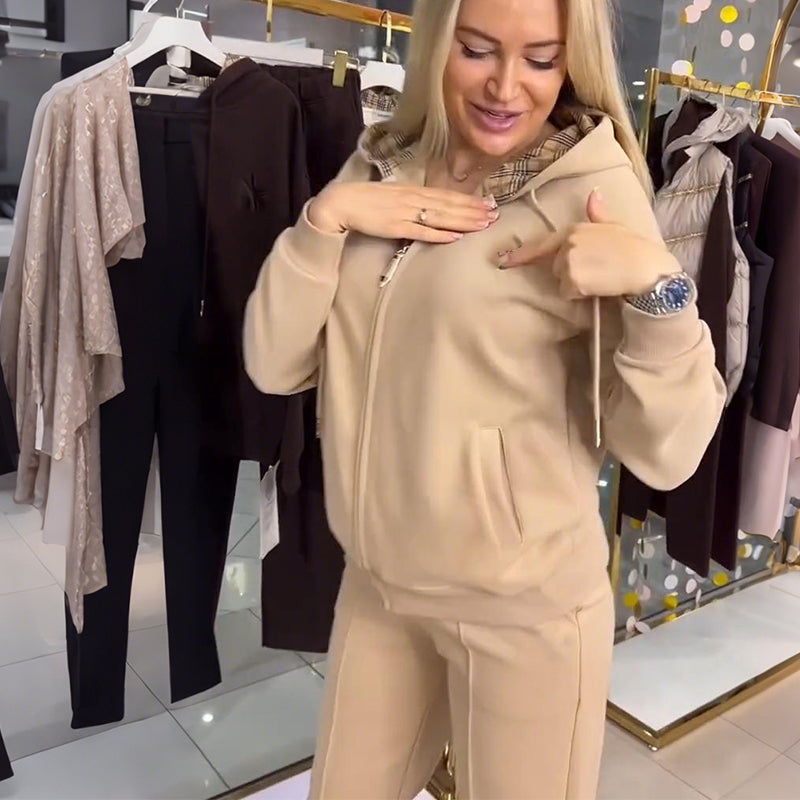 Women's Fashion Bear Print Hoodie Set