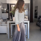 Elegant Knit Sweater & Metallic Pleated Skirt Set