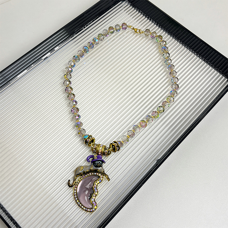 Vintage Celestial Moon & Star Beaded Necklace