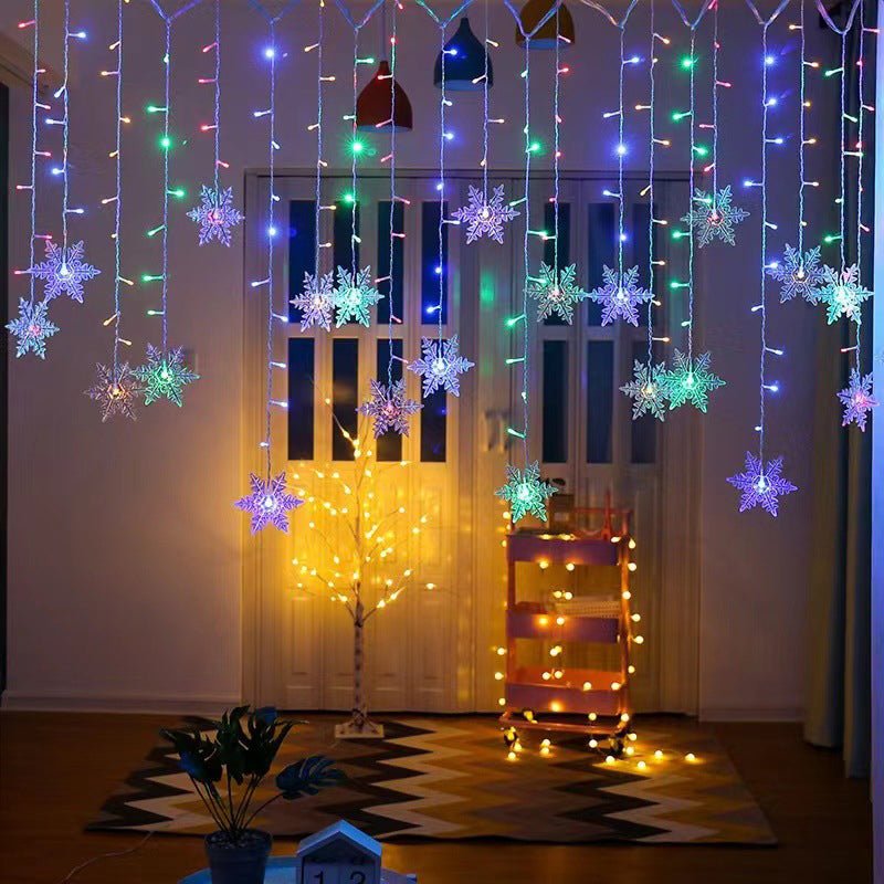📢📢50 % OFF !!⏰⏰LED Snowflake Curtain String Lights