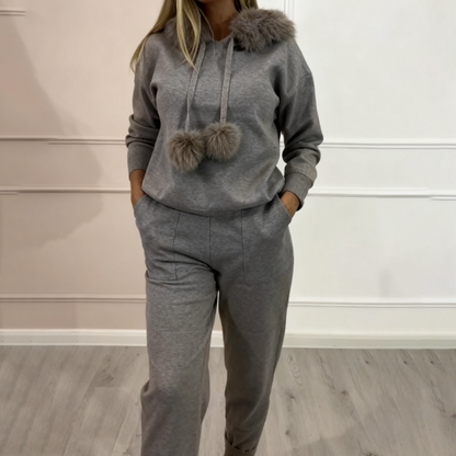 Black Friday Deal: Luxe Plush Collar Lounge Set (Hoodie + Pants)