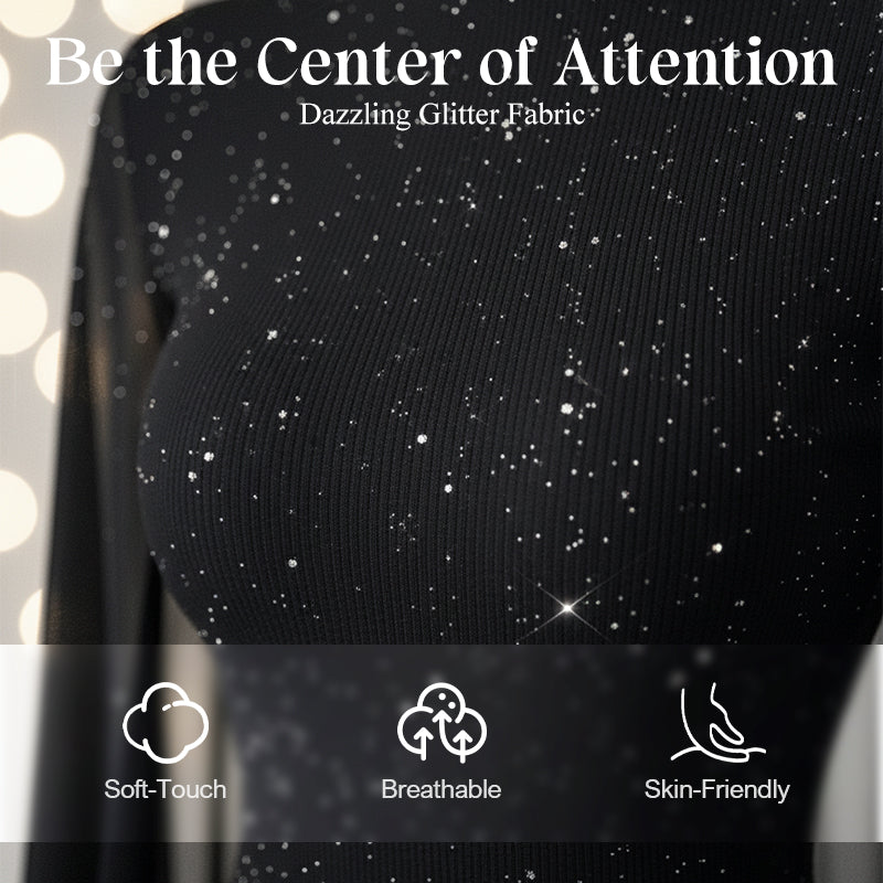 🧚🏻‍♀️Women's Elegant Cape Glitter Bodycon Mini Dress