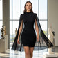 🧚🏻‍♀️Women's Elegant Cape Glitter Bodycon Mini Dress