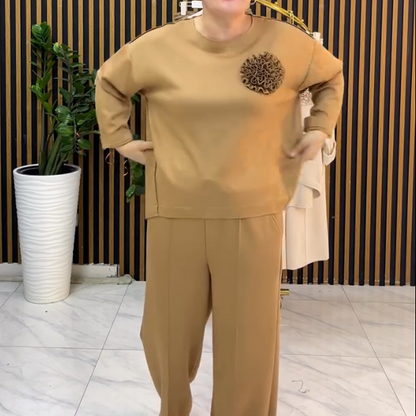 🔥New arrivals offer-Women's Asymmetrical Hem Top and Wide-Leg Pants Set