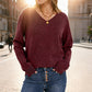 V-Neck Pointelle Knit Pullover Sweater