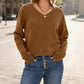 V-Neck Pointelle Knit Pullover Sweater