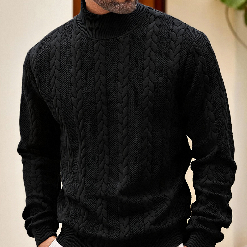 ❄️ Men’s Winter Thermal Slim-Fit Mock Neck Sweater — Cable Knit Edition (BF Sale)