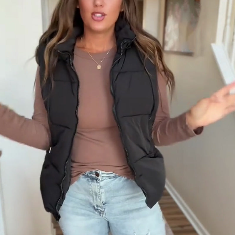 Women's Winter Padded Vest with Detachable Hood