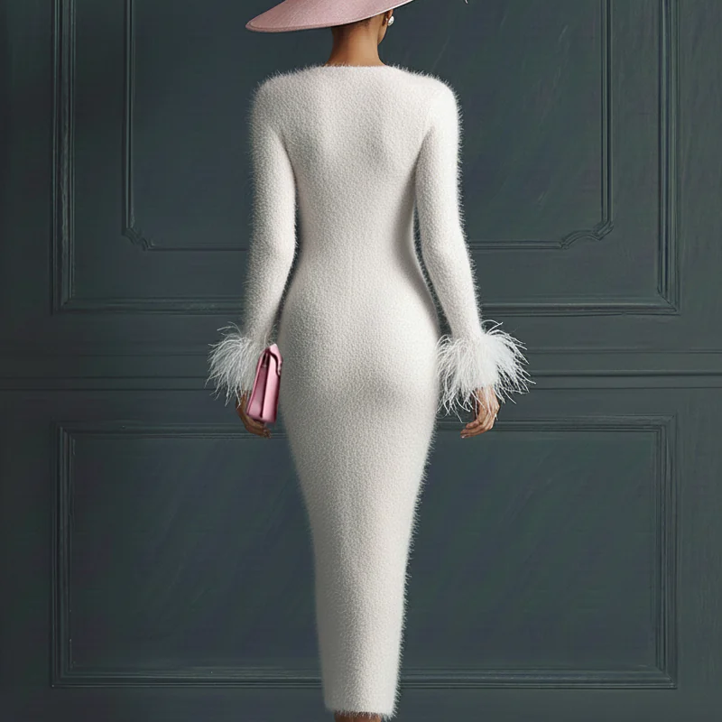 Women's Elegant V-Neck Bodycon Midi Dress