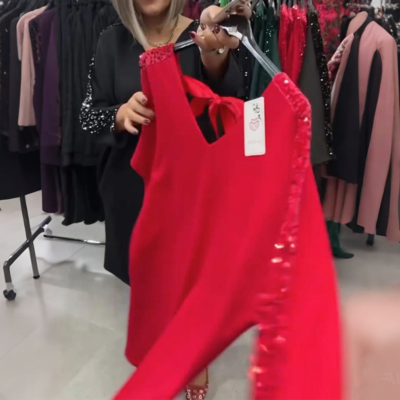 Women's Sparkling Sequin Sleeve Short Dress