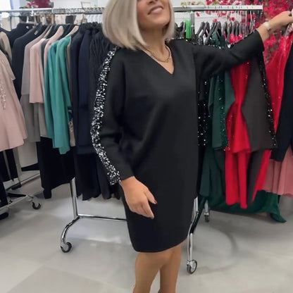 Women's Sparkling Sequin Sleeve Short Dress