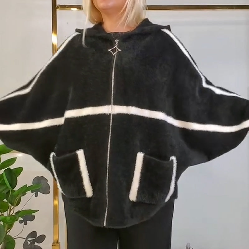 ⏳Limited-time 50% off⏰Women's Cozy Warm Hooded Jacket with Stripe Detail🧥