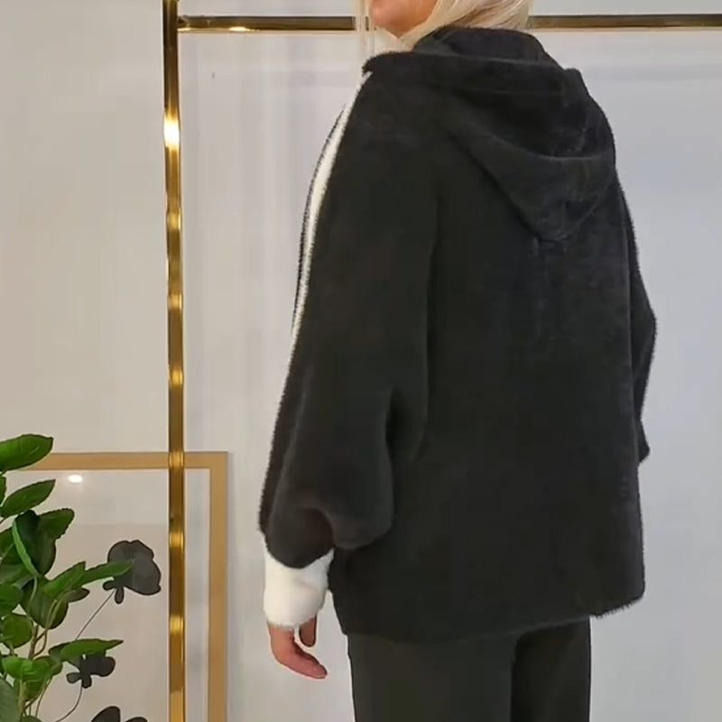 ⏳Limited-time 50% off⏰Women's Cozy Warm Hooded Jacket with Stripe Detail🧥