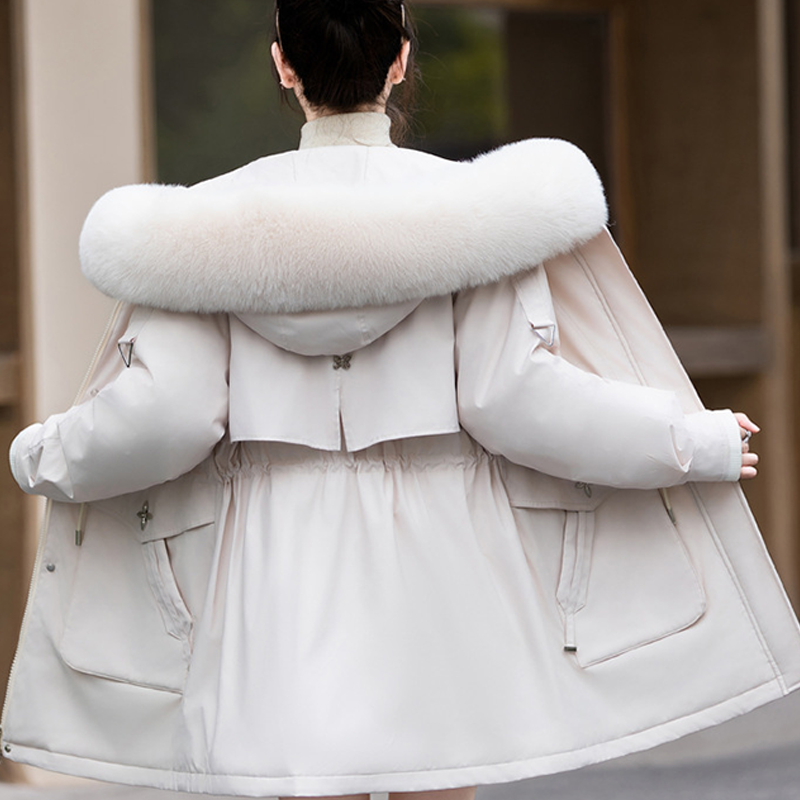 Women's Warm Coat with Detachable Liner & Faux Fur Hood