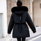 Women's Warm Coat with Detachable Liner & Faux Fur Hood